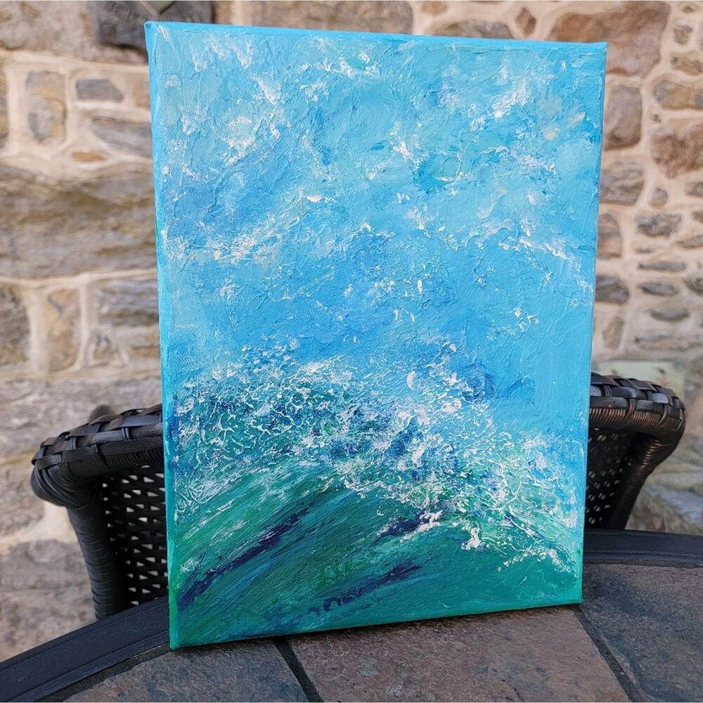 🌊 “Tidebreak” – Original 9x12 Acrylic Ocean Painting – Textured Canvas Art
